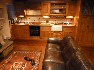 The kitchen, dining room and downstairs lounge